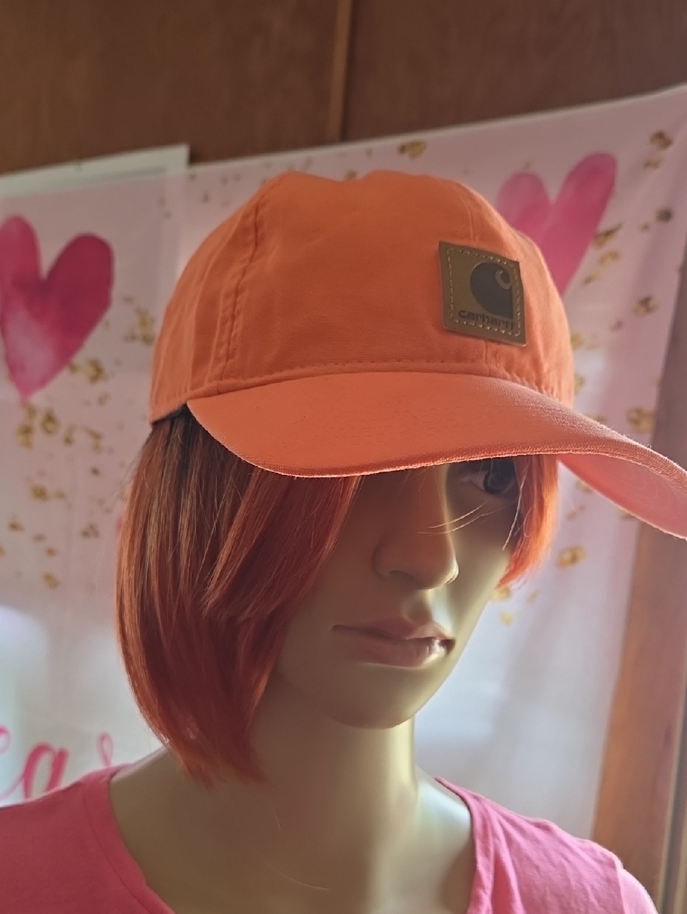 Carhartt Orange Cotton Twill Baseball Cap with Leather Patch